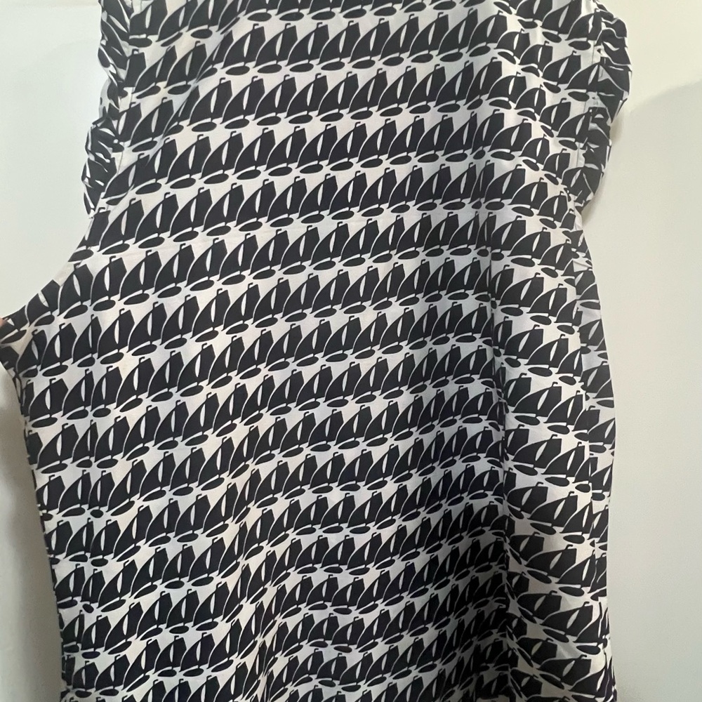 Tommy Hilfiger Navy Blue and White Patterned Blouse - Picture 4 of 5